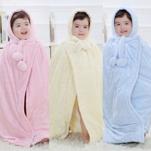 Sammet fleece baby cloak tjock pojke smocks nyfödda badrock tjejer kläder spädbarn kappor hooded filtar bebe badhandduk björn mjuk 210413