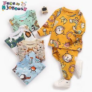 Sevimli çocuk Sonbahar Pijama Giyim Seti Karikatür Erkek Kız Pijama Suits Çocuklar Uzun Kollu Üst + Pantolon Bebek Ev Giysileri 210413