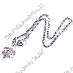 Kristallhummer großhandel-Anhänger Halsketten Läufer Kristalle Heart Hummer Claw Halskette
