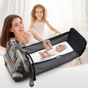 School Bags Selling Korean Fashion Mommy Backpack Can Hang Baby Stroller Bag Outdoor Folding Crib
