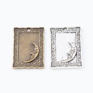 20st mm tibetansk metall silverfärg måne fotoram charms antika brons hängsmycken för armband örhänge diy smycken