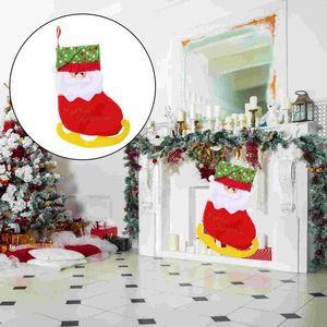 Decorazioni natalizie 1pc Borsa da appendere Calze Design Sacchetto regalo (Vecchio che scia)