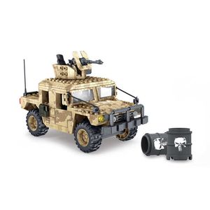 469pcs War Series Desert Hummer Jeep Militaire Bouwstenen Sets Figures Bricks Speelgoed Kids Y0808