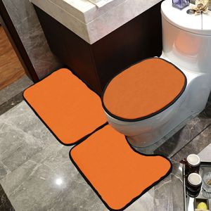 Simple Indoor Toilet Seat Covers Black Letter Printed Doormat Non Slip Solid Color Footpad Bathroom Absorbent U Shaped Pad