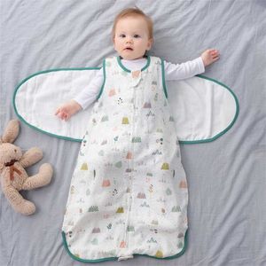 Bebek Uyku Tulumu Giyilebilir Battaniye Doğan Kundak Wrap Çuval Gazlı Bez Bambu Pamuk Bahar 1Tog Uyku Çantası Değiştirme Bezi 0-24 M 211025