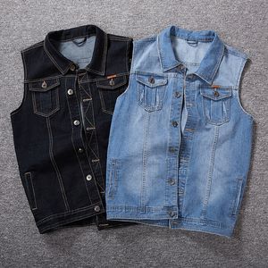 プラスサイズ8xl 7xl 6xl 5xlシンプルデザインメンズベストコットンジーンズ特大のノースリーブジャケットソリッドカウボーイ屋外5カラーウエストコート