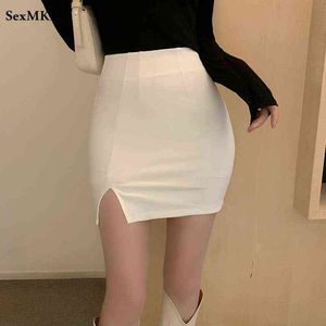 Kobiety Sexy White Bodycon Spódnice 2021 Moda Wysoka Talia Czarny Mini Spódnica Koreański Ubrania Y2K Casual Casual Skinny Harajuku Corset Spódnica G220309