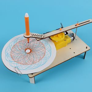 Criativo DIY Elétrico Desenho Instrumento Ciência Infantil e Tecnologia Máquina de Desenho Automática Máquina Mão Montada