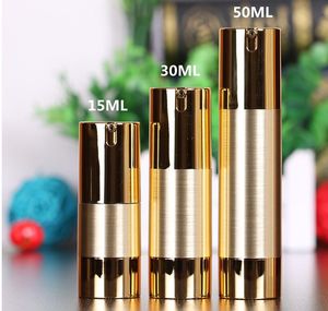15ml 30ml 50ml Gold/silver Empty Cosmetic Airless Bottle Portable Refillable Pump Dispenser Bottles For Travel Lotion SN3291