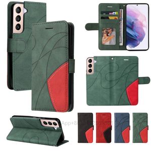 Contrast Color Leather Wallet Cases For Iphone 13 Pro Max Mini 12 11 X XR XS 8 7 6 Abstract Hybrid Hit Holder Flip Cover Business Shockproof