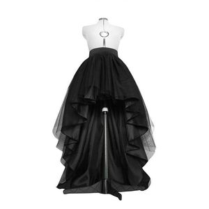 Высокий низкий черный тюль юбка асимметрии подол понуслевая свадебная свадьба свадебное платье высокая талия плиссированная юбка выпускного вечера гала стильный SAIA 210412