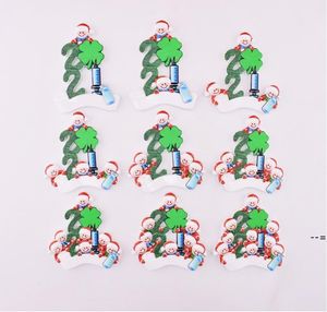 NEW2021 Christmas Decoration Birthdays Party Gift Product Personalized Family Of 4 Ornament Pandemic DIY Resin Accessories with Rope LLE9078