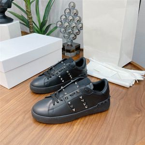 Melhor Caixa Aberta venda por atacado-Designer de luxo sapatos casuais melhor qualidade baixo corte aberto branco sapatilhas de couro preto com caixa