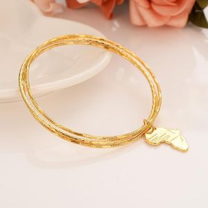 Chegada Bangle de cor dourada de ouro mapa africano pingente mulheres bijoux jóias de moda charme pulseiras pulsador