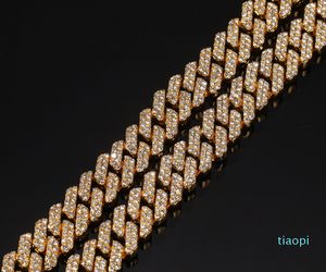 12MM kubanische Gliederkette Halskette Armbänder Set für Herren Bling Hip Hop Iced Out Diamant Gold Silber Rapper Ketten Damen Luxusschmuck