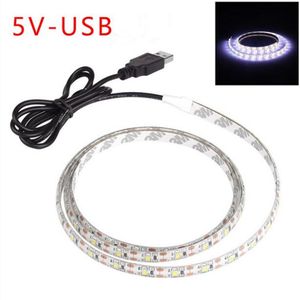 USB LEDストリップランプ2835SMD DC5VフレキシブルLEDライトテープリボン5M HDTV TVデスクトップ画面バックライトバイアス照明