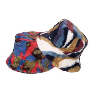 Vinterfiskare Hatt Kvinnor Flickor Fashion Faux Fur Tie-Dye Plush Koreansk Casual Outdoor Travel Warm Panama Tjock Velvet Bucket Hat