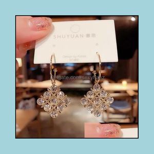 Dangle & Chandelier Earrings Jewelry S2011 Fashion S925 Sier Post Rhinstone Square Drop Delivery 2021 J6Khk