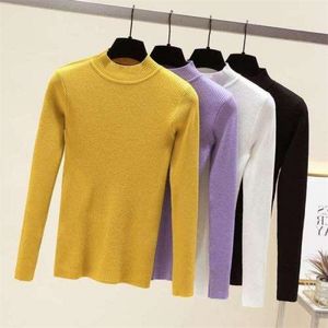 Women slim long sleeved sweater spring autumn solid pullover pull knitted top ladies casual baisc underwear sweaters 210525