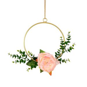 Wholesale types sunflowers for sale - Group buy Decorative Objects Figurines Types Metal Floral Hoop Wreath Garland Crafts Artificial Sunflower Home Hanging Decor For Wedding Party