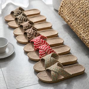Kvinna hem sommar linne tofflor, inomhus bekväma mjuka glidande golv sandaler en mängd olika färger specialerbjudanden