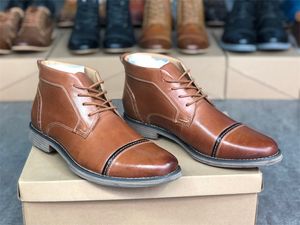 Herren-Designer-Kleiderschuhe, Schnür-Martin-Stiefelette, formelle Business-Stiefel, handgefertigt, echtes Leder, Hochzeits-Party-Schuh mit Box 013