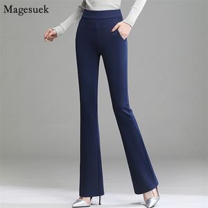 Autumn Winter Women High Waist Flare Pants Plus Size 4XL Solid Sweatpants Trousers Straight Fit Casual Korean 11516 210512