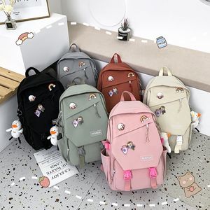 DHL50pcs Backpack Student Nylon Fresh Large Capacity Hasp Zipper Cross Body Bag Without Pendant Mix Color