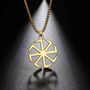 Slavic Kolovrat Amulet Necklace Pagan Sun Talisman Spinning Wheel Wax Cord Religious Pendants For Date Birthday Woman Man Gift G1206