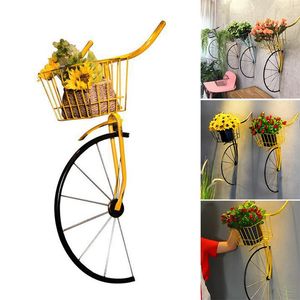 Objetos decorativos Decoração de ciclo retrô com cesta parede montada design durável duradoura fácil de operar para o café Home GRSA88