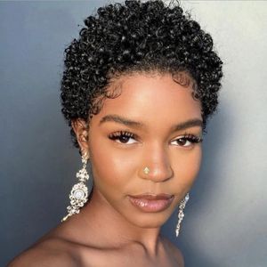 Short Bob Kinky Curly Pixie Cut Wig Human Hair Wigs for Women Deep Wave Preplucked Bleached Knots