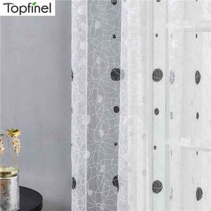 Topfinel Geometric Bird Nest Sheer Curtain for Living Room Sheer Voile for Window Bedroom Tulle Drape Kitchen Cortinas Tulle 210712