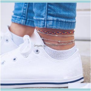 Wholesale rope chain ankle bracelet for sale - Group buy Anklets Jewelryfoot Fashion Set Summer Beach Women Weave Rope Chain Anklet Barefoot Ankle Bracelet Jewelry Drop Delivery Gwjbr