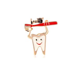Pins, broscher DCARZZ Exquisite Tand tandborste Pins Läkare Sjuksköterskor Emalj Gold Lapel Pin Badge Metal Women Tillbehör Present