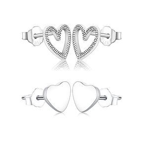 100 Genuine Sterling Silver Simple Mini Korean Heart Plain Studs Earring Brinco Boucle Doreille Pendientes For Women Fashion Jewelry