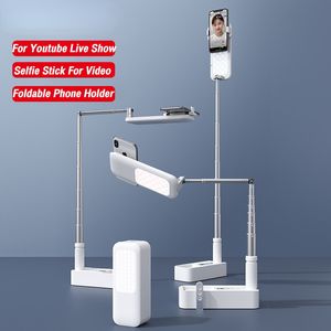 USAMS Portable Phone Holder For Smartphone Retractable Wireless Live Broadcast Stand Dimmable Selfie LED Fill Light For Video