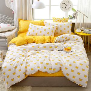 4PC / Set Andningsbara sängkläder Textil Tunn Sektion Quilt Cover + Bed Sheet + 2PCS PillowCase för King Queen Double Bed Hot F0493 210420