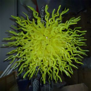 Lampade a sospensione moderne per la cucina Lampadario in cristallo di Murano in vetro soffiato a mano su misura 32 per 32 pollici Illuminazione Lampada a sospensione colore verde Decorazione soggiorno