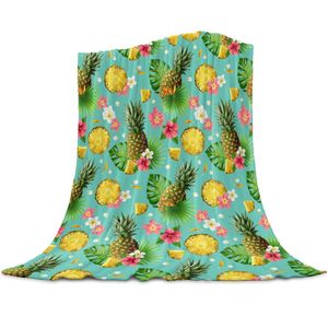 Coperte Ananas Foglie di palma Coperta morbida e calda in pile di corallo Lenzuolo invernale Copriletto Copridivano Leggera flanella sottile