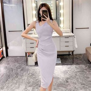 summer style korean temperament thin wrap buttocks irregularity collar office party for women dresses 210602