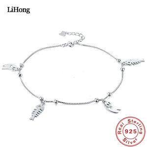 925 pingente de peixe 100% prata anklet verão moda jóias