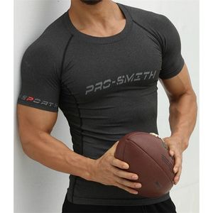 Men's Quick Dry Fitness Printed Tees Outdoor SPORT Running Climbing Short Sleeves Shirt Tights Bodybuilding Tops Corest T-shirt 210706