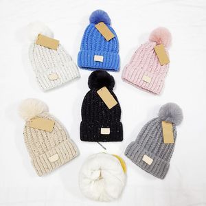 Mulheres Inverno Pompom Beanie Beanie Chapéus Garotas Digitas Feijão De Malha Faux Fur Pom Hat Premium Qualidade Fleece Fored Chunky Trendy Crânio Cap 6 Cores