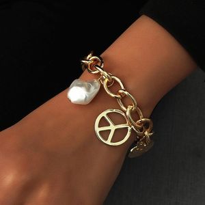 Armreif Ornapeadia 2021 Barocke Perle Paar Armband für Frauen Liebe Frieden Anhänger OT Schnalle Kette Großhandel Armreifen