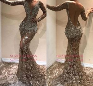 Vinatge Long Sleeves Mermaid Prom Dresses Sexy Bachans African Evening Body Comple Comple Party Party Pageant Bridentsa Dress BC0975