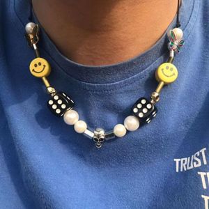 Wholesale smiley bead necklace for sale - Group buy Punk Rock Pearl Smiley Skull Rope Adjustable Choker Lucky Dice Beaded Necklaces Punk Fashion Streetwear Jewelry Unisex Y0420
