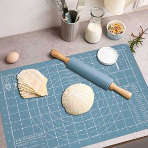 Pastry Mat Silicone Non-Stick Non-Slip Thick Baking Fondant Mats Rolling Dough Pie Crust Pizza Cake Cookies Nordic Kneading Pad 211008