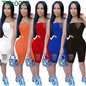 Mulheres Tracksuits Dois Peças Definir Designer Sem Mangas Off Off Shorts Cor Sólida Color Hole Design Outfits Yoga Plus Size Sportwear