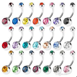 YYJFF D0180 Gem Belly Navel Stud Mix Colors Czech Stone 316L Bar