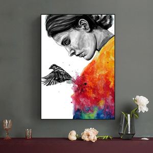 Canvas Paintings Modern Graffiti Woman Pictures Portrait Prints Wall Art For Living Room Decoration Poster No Frame